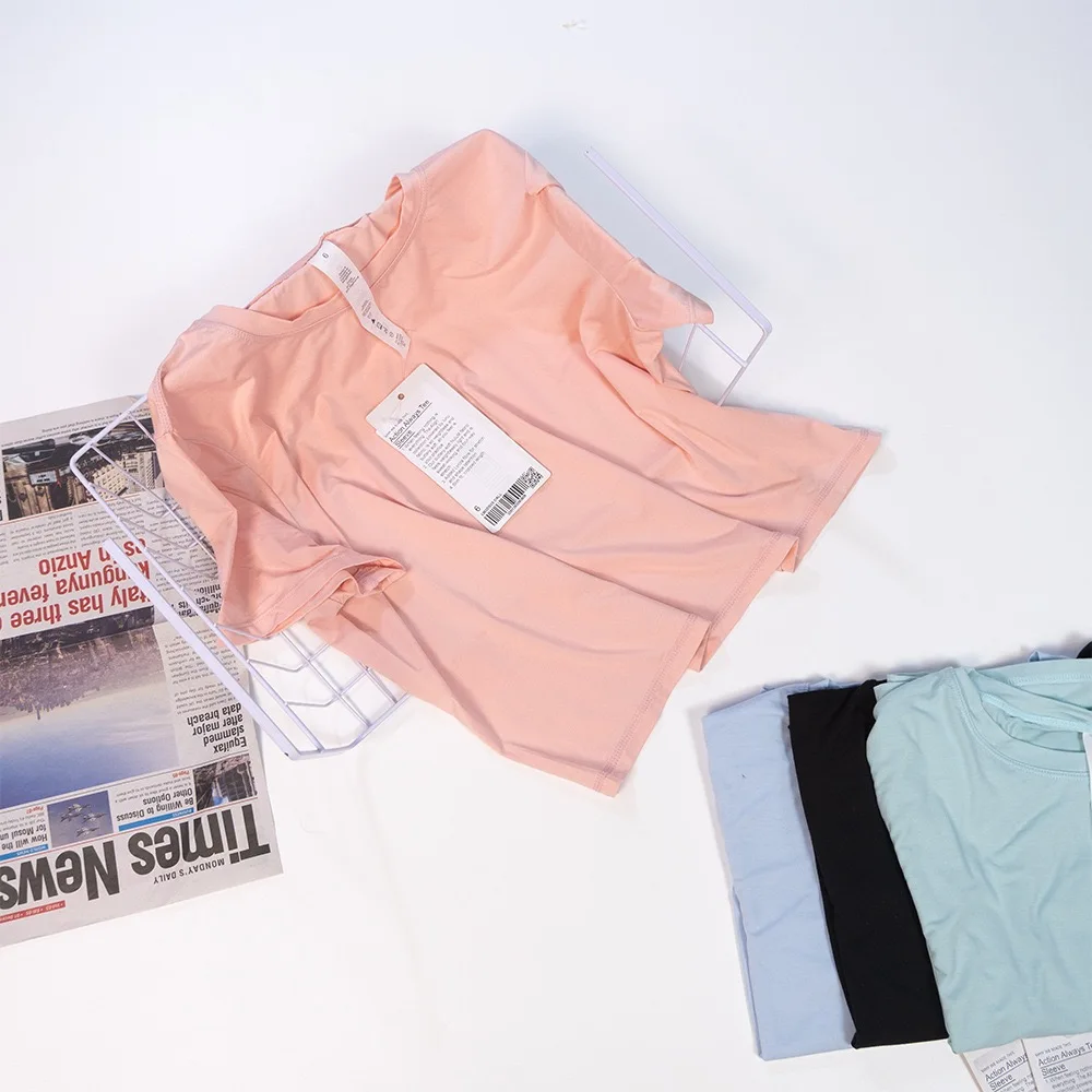Lulu-Ladies short t-shirt breathable modal loose high elastic speed dry sports short sleeve yoga clothes