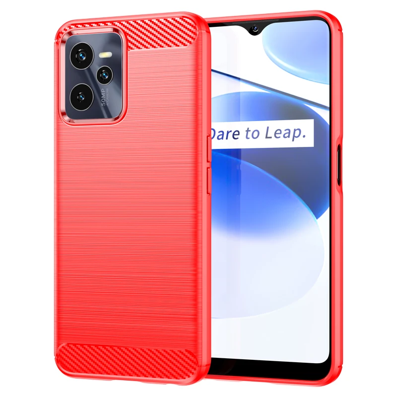 For Realme C35 Case For Realme C35 C21 C11 Cover Shell Coque Carbon Fiber Soft Silicone Shockproof Phone Bumper For Realme C35