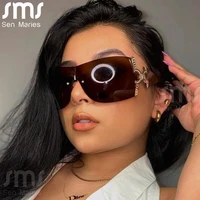 2022 y2k one piece oversized sunglasses women luxury brand designer wrap around sun glasses men uv400 fashion eyewear shades