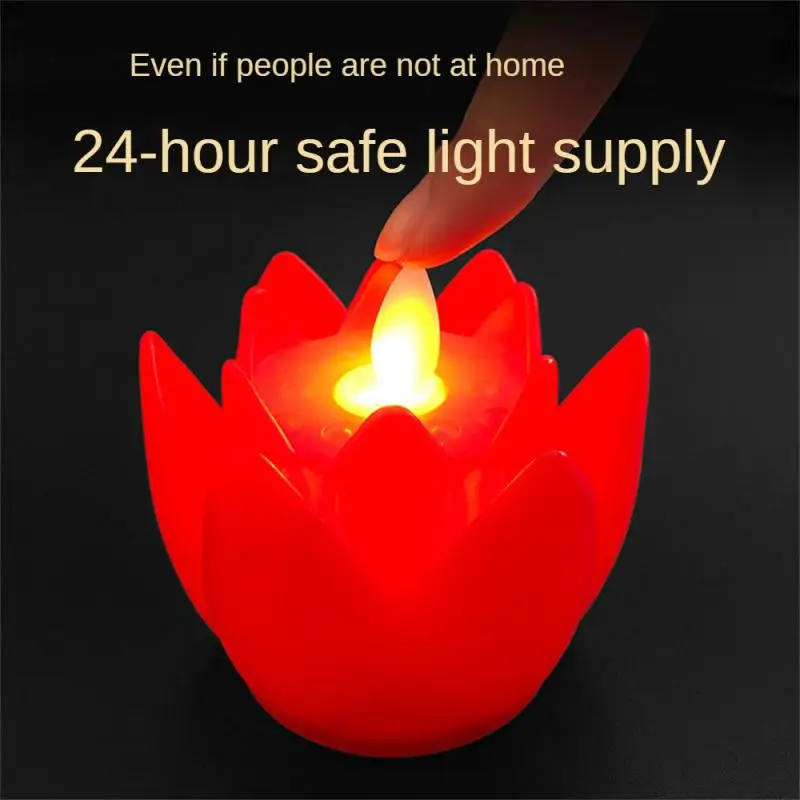 

2PCS Floral Lighting For Temples/buddhist Halls Electronic Candle Lamp Festival Decor Lamp Flower Candle Color Light Lotus Lamp
