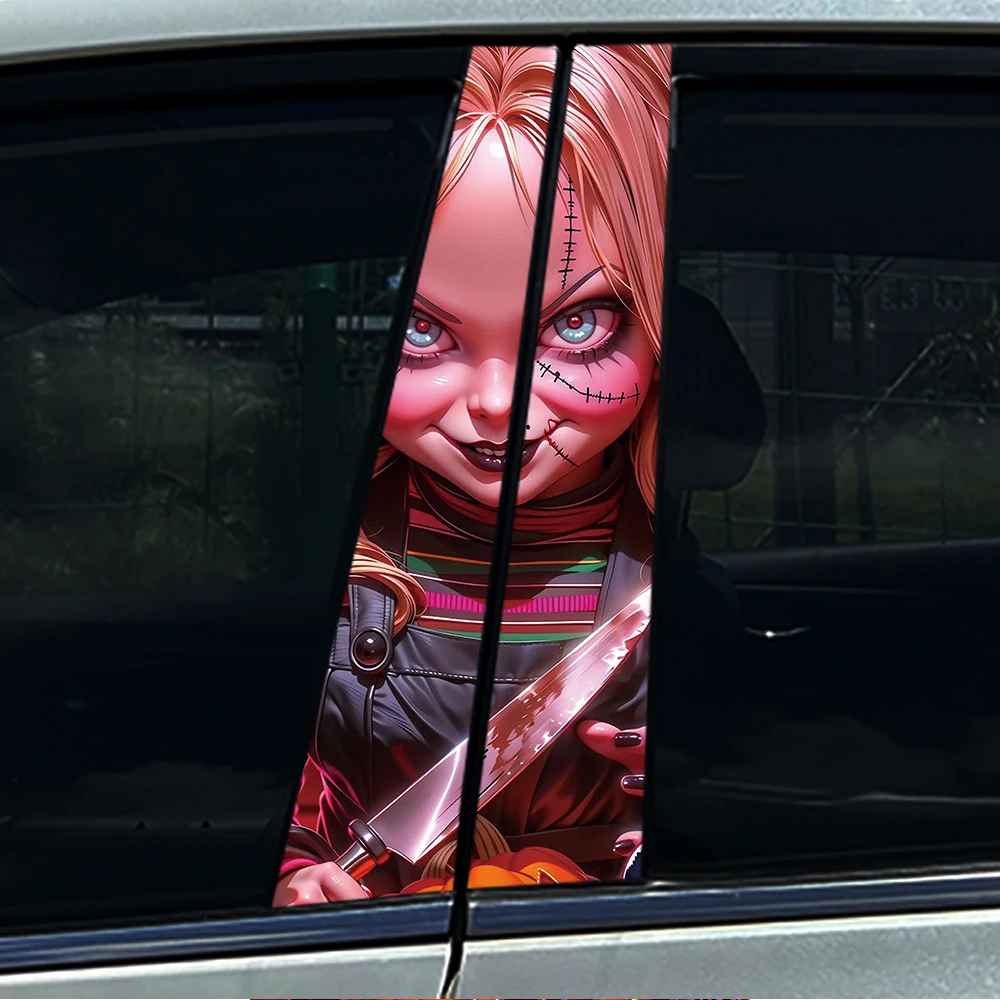 

1/2 шт., Хэллоуин, ужас, наклейка на центральную стойку автомобиля, защитная пленка на стойку B, украшение