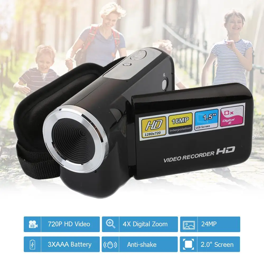 

1080P Full HD Digital Camcorder 2Inch 16MP DV Camcorder Video Camera Mini Kids Camera Retro 4X Night Shoot Zoom Camera LED Flash