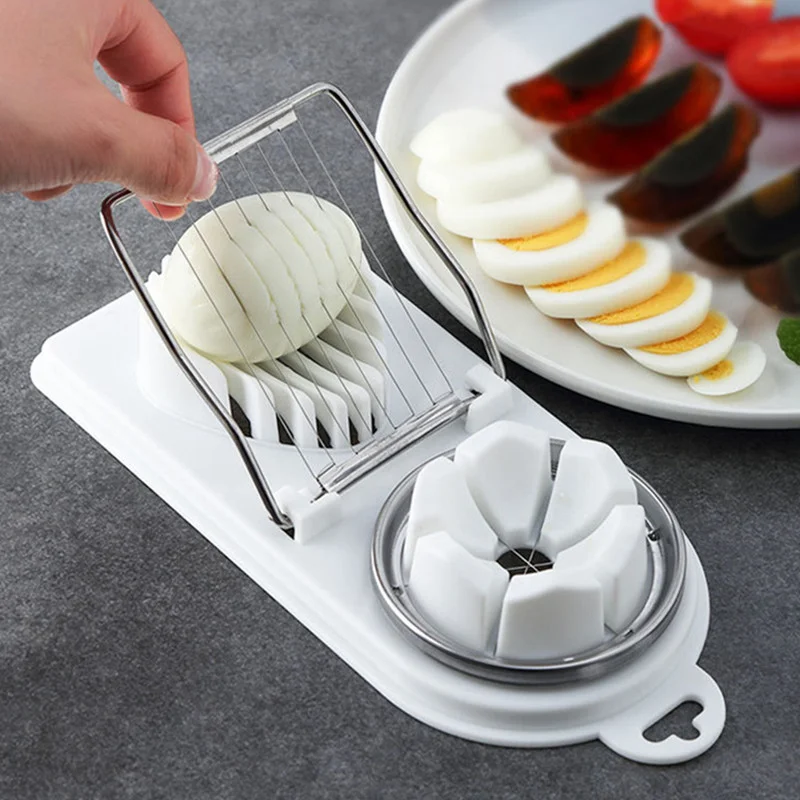 Multifunctional Egg Slicers Stainless Steel Slicer Fancy Splitter Egg Cutting Tool Home Two in One Egg Cutter Kitchen Gadgets