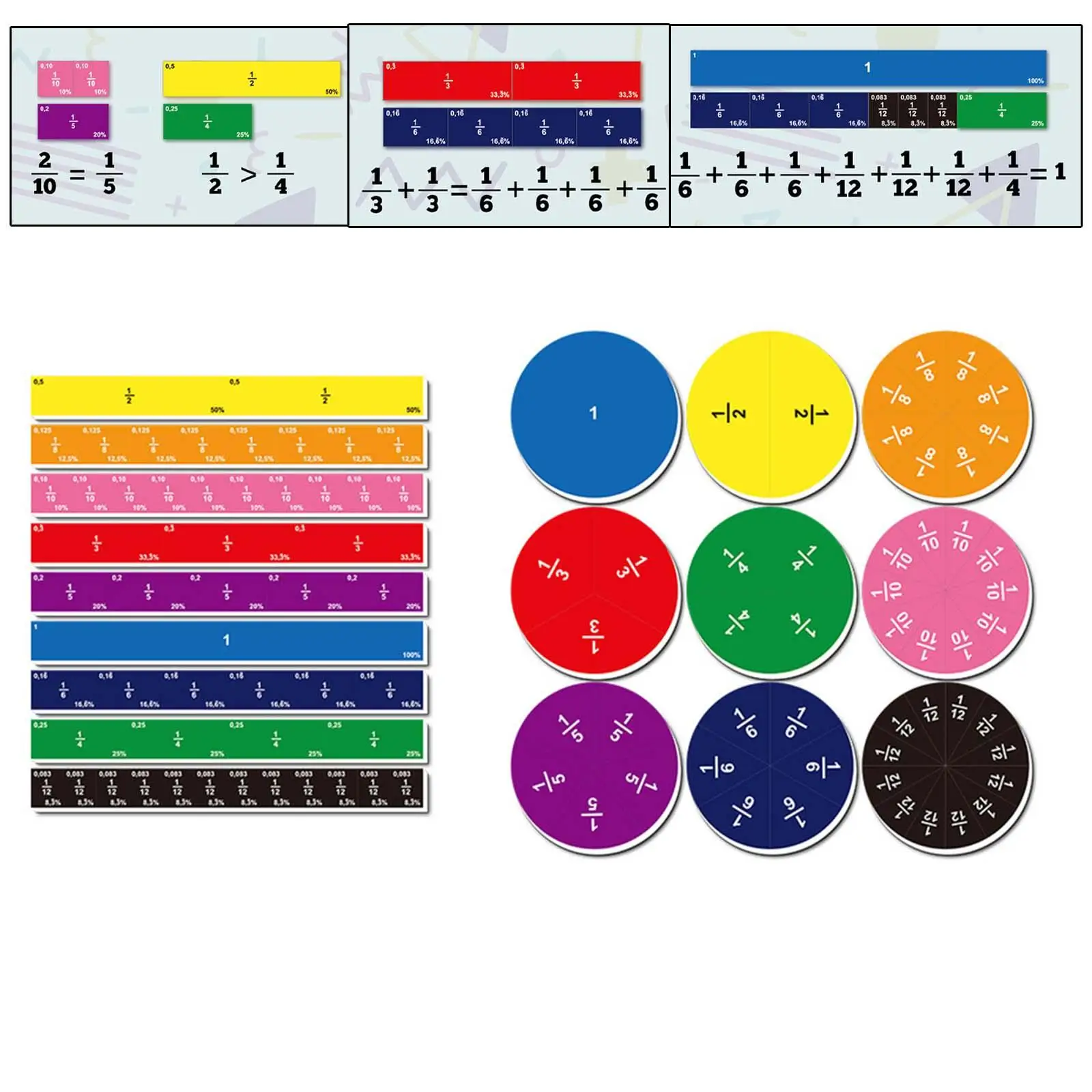 

102x Montessori Fraction Toy Learning Fractions Math Educational Toy for Elementary School Classroom