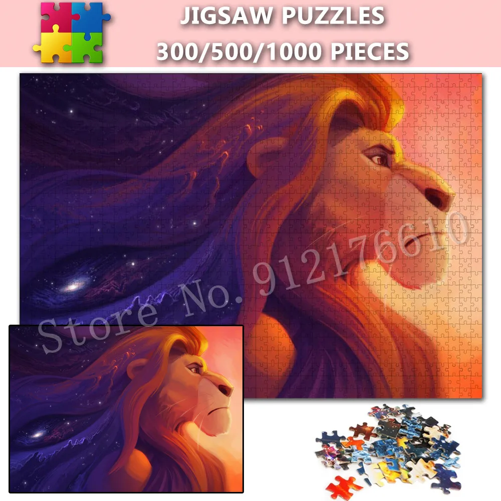 

Adult Puzzle Jigsaw 300/500/1000 Pieces Disney Anime Lion King Simba Paper Puzzles Family Decompress Educational Kids Toys Gifts