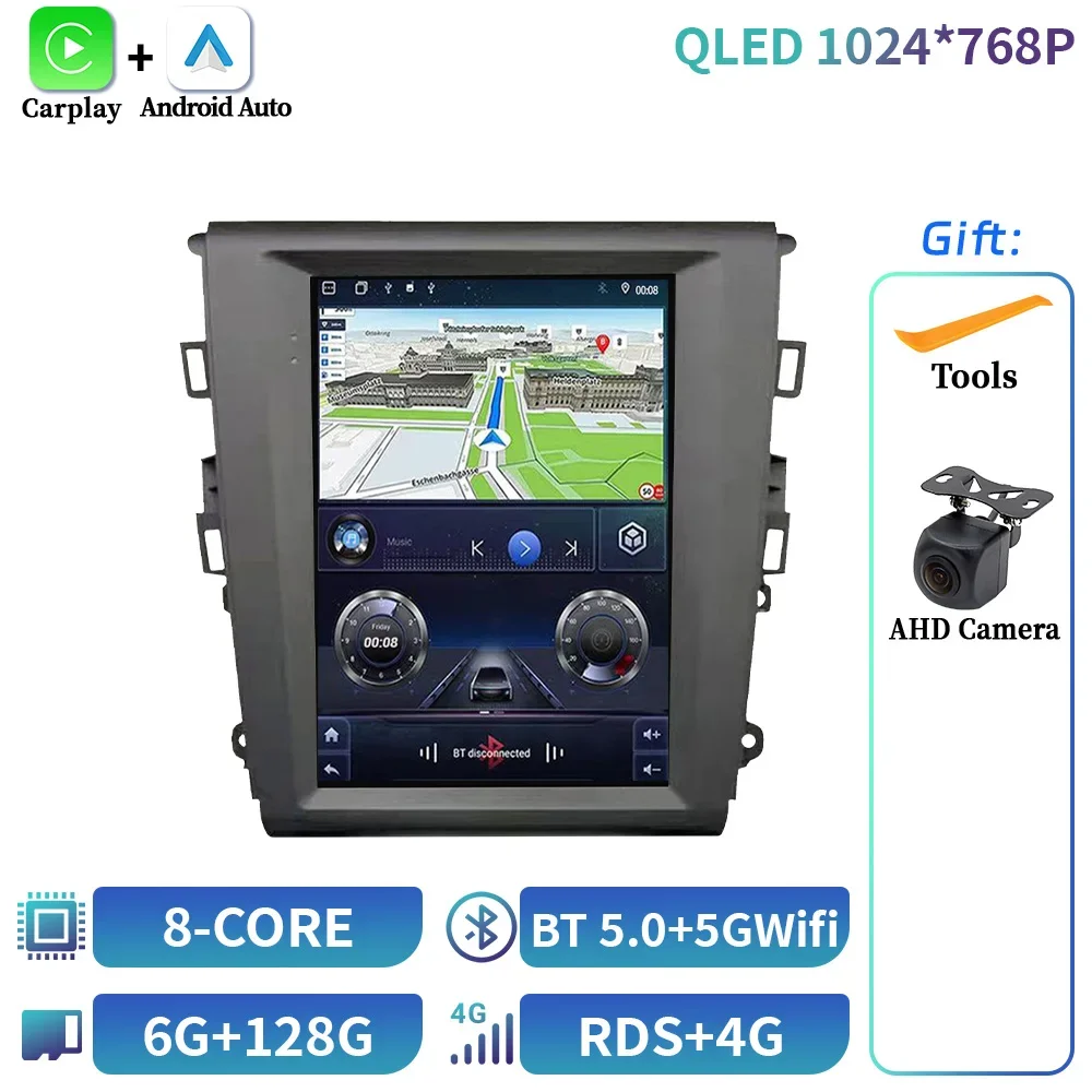 

9,7-дюймовый для Ford Mondeo Fusion Mk5 2013-2018 Android 14 BT Carplay Android Auto автомобильный радиоприемник навигация мультимедийный GPS сенсорный экран