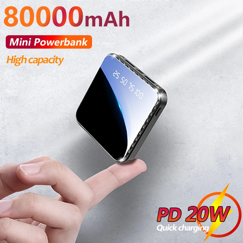 

80000mAh Pocket Mini Power Bank External Battery Suitable for Samsung Xiaomi Iphone Portable Fast Charger