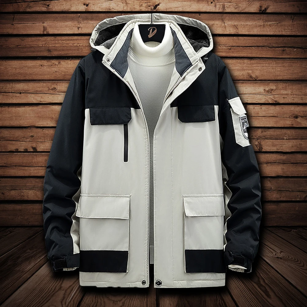 

Куртка Softshell мужская для занятий спортом на открытом воздухе, водонепроницаемая ветровка, куртка с теплой меховой подкладкой, осенне-зимняя...