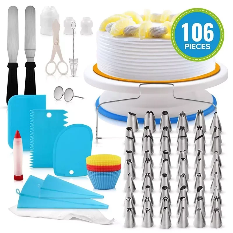 

Baking tools for cakes turntable set Cream nozzles Nozzle piping Bakery silicone molds Cake Flower Lifter decoration