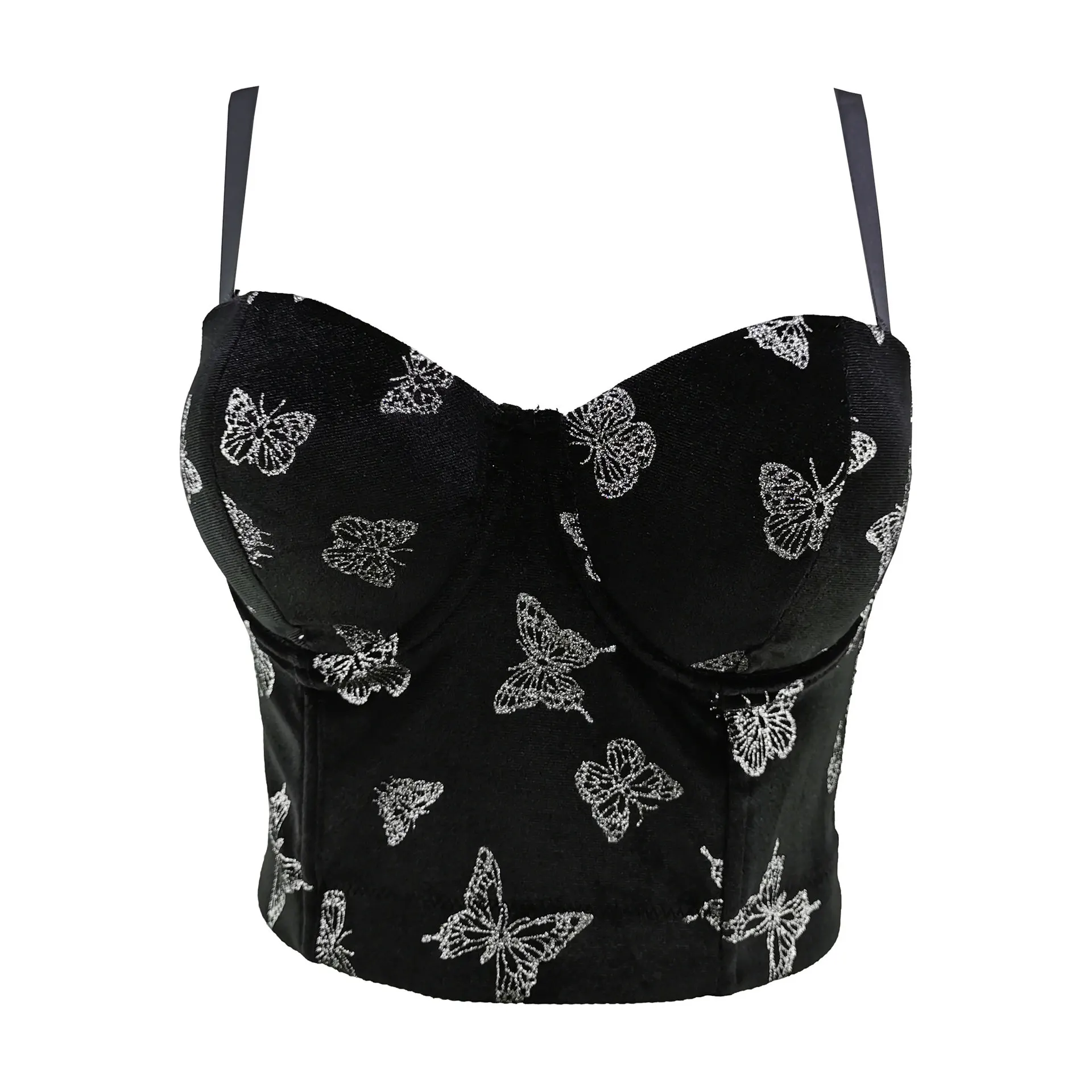

New Autumn Women Sexy Butterfly Velvet Tops Camisole Ladies Trendy High Street Chic Crop Tops