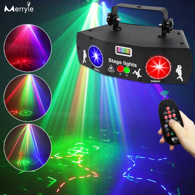 DJ Disco Stage Light with Voice Sound Control DMX512 Professional Laser Projector Lamp for Bar Club Party Holiday Christams Gift