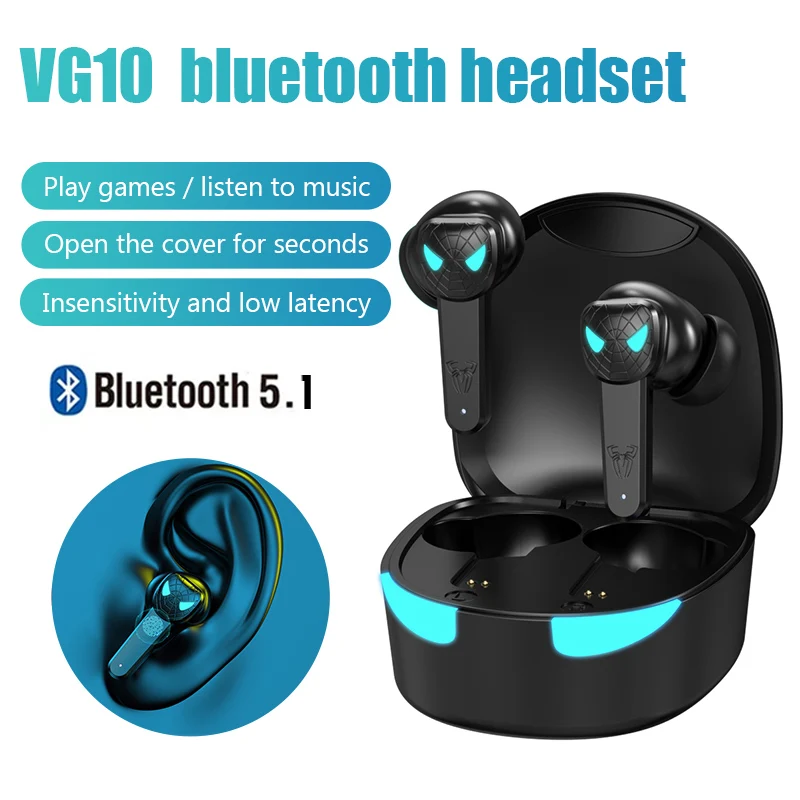 

TWS VG10 Gaming Wireless Headphones Bluetooth Earphones HiFi Sound Headset Noise Reduction Gamer Earbuds With Mic For Smartphone