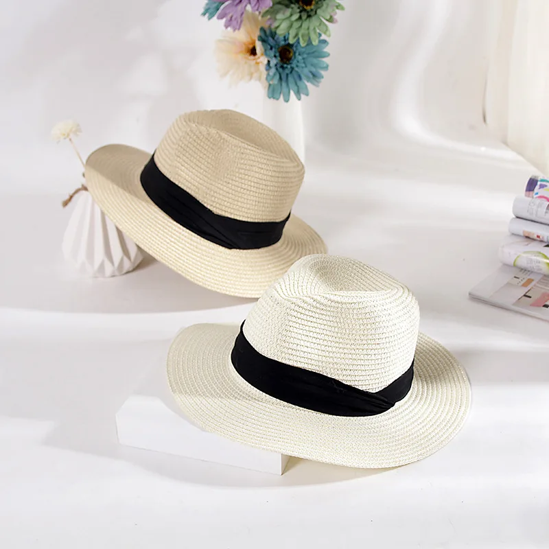 

Summer Straw Men Women Hat Elegant Wide Brim Floppy Panama Cap Breathable Outdoor Travel Beach Sun Hats