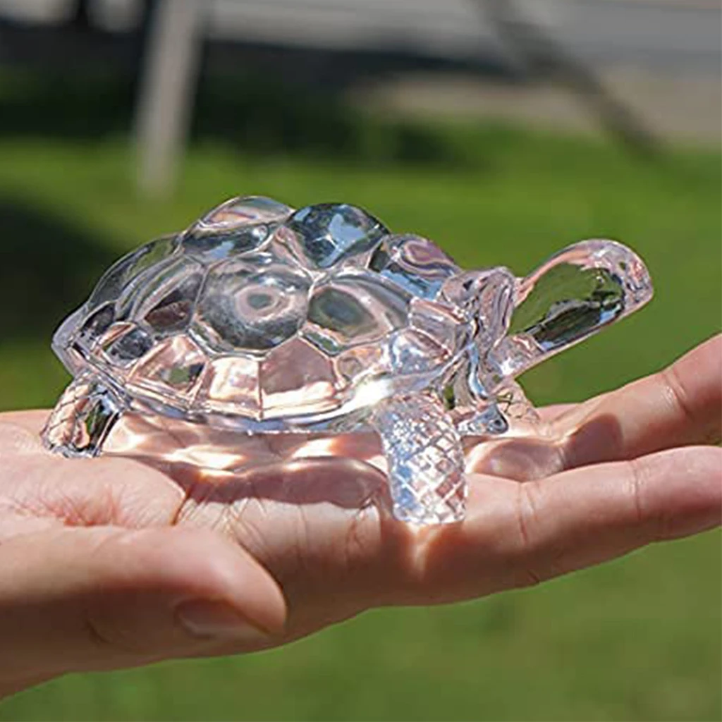 

Clear Crystal Glass Turtle Tortoise Statue Collectible Figurine Feng Shui Ornament Lucky Gift for Good Health and Prosperity