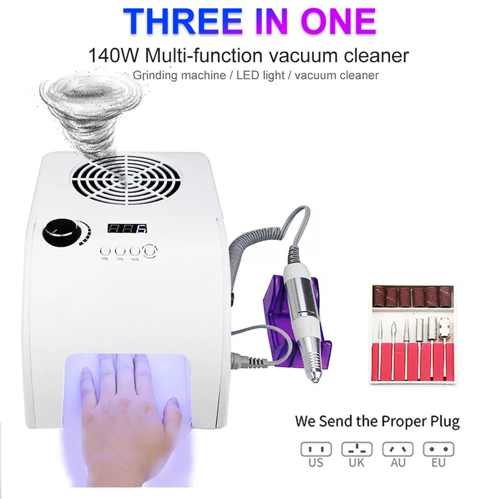 

2022New Multifunction 3 In1 With 80W VU LED Nail Dryer 30000Rpm Nail Drill Machine And 40W Vacuum Cleaner For Manicure Nail Too