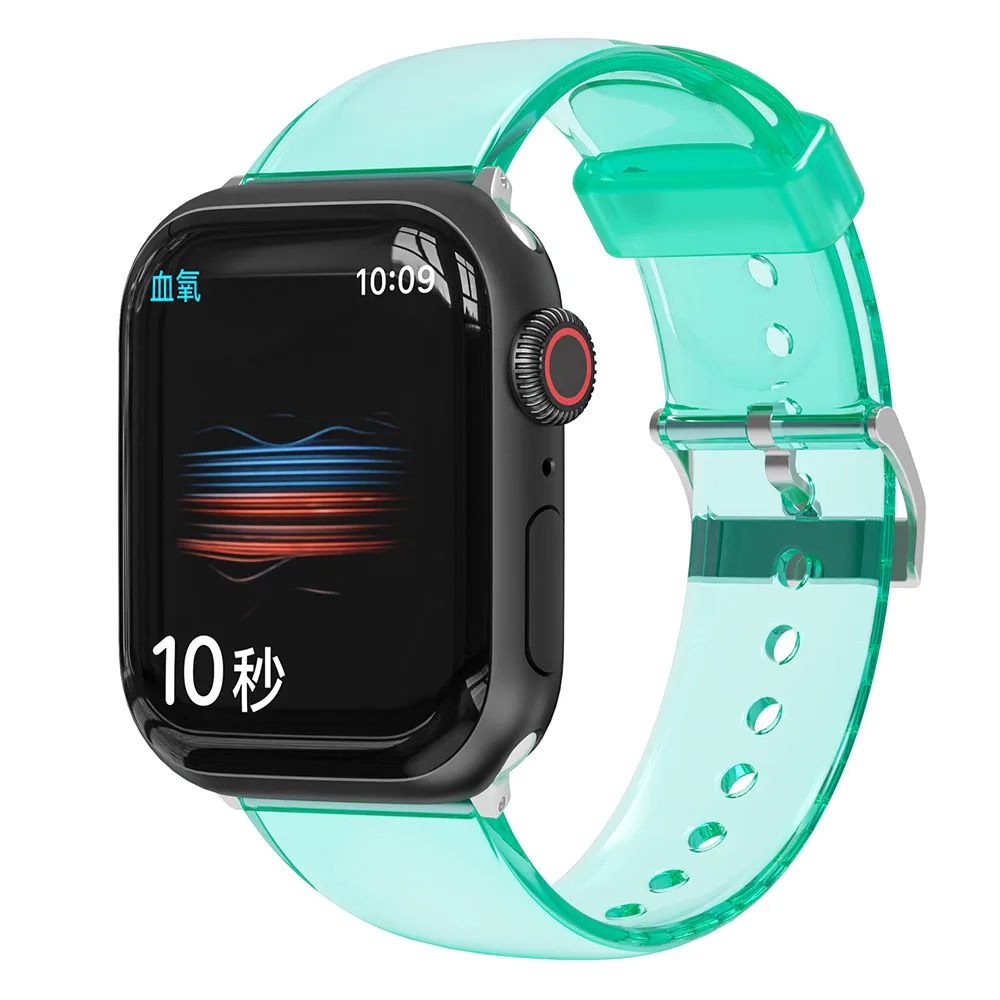 Фото Ремешок для Apple Watch Band 45 мм 44 мм 41 мм 42 мм 40 мм 38 мм, прозрачный спортивный браслет с защитой от пота для Iwatch Series 7 6 5 4 3 2 1 SE №3
