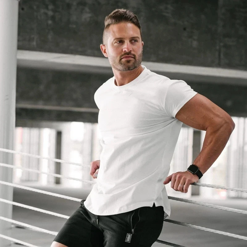 

2023 Gyms T-Shirts Bodybuilding Breathable Fit Cotton Shirts Men Short Sleeve Workout Male Casual Tees