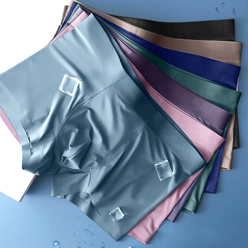 

Men Boxers Men's Underwear 3A Antibacterial Underpants ice silk Men Boxer Shorts Breathable Elastic Male Panties Plus Size L-4XL