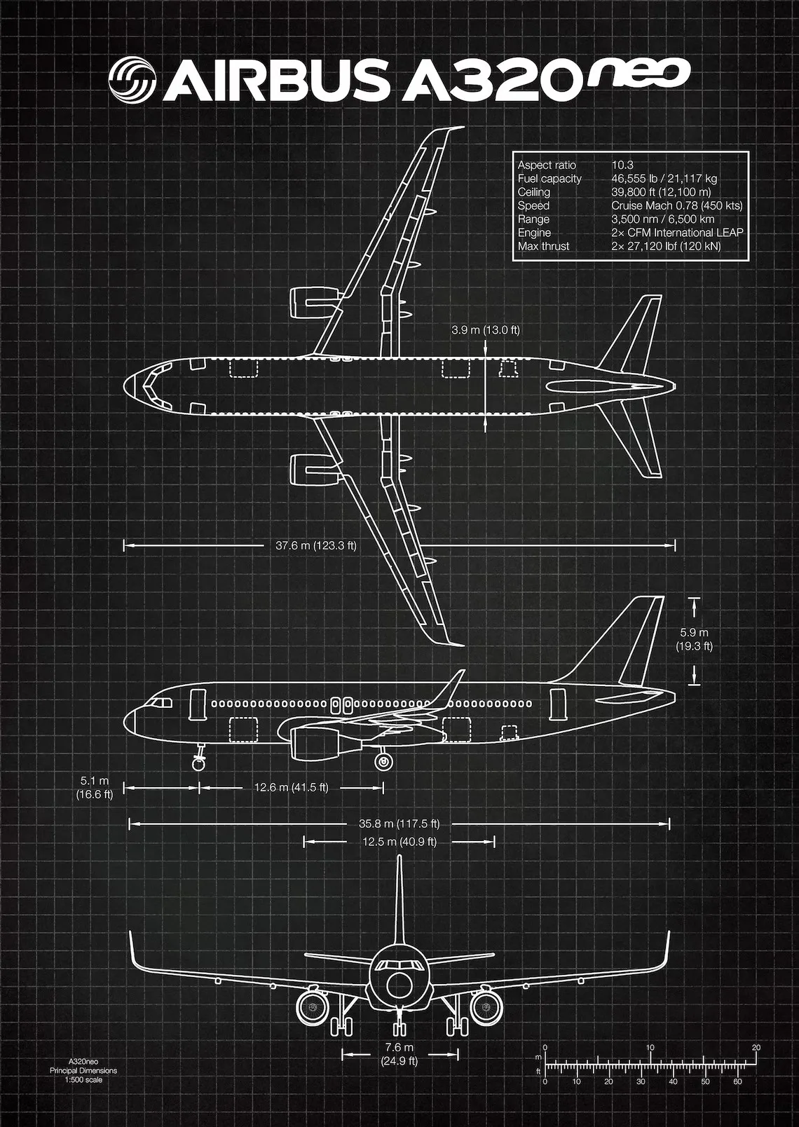 

Постер самолета Airbus A-340 B-747 на холсте