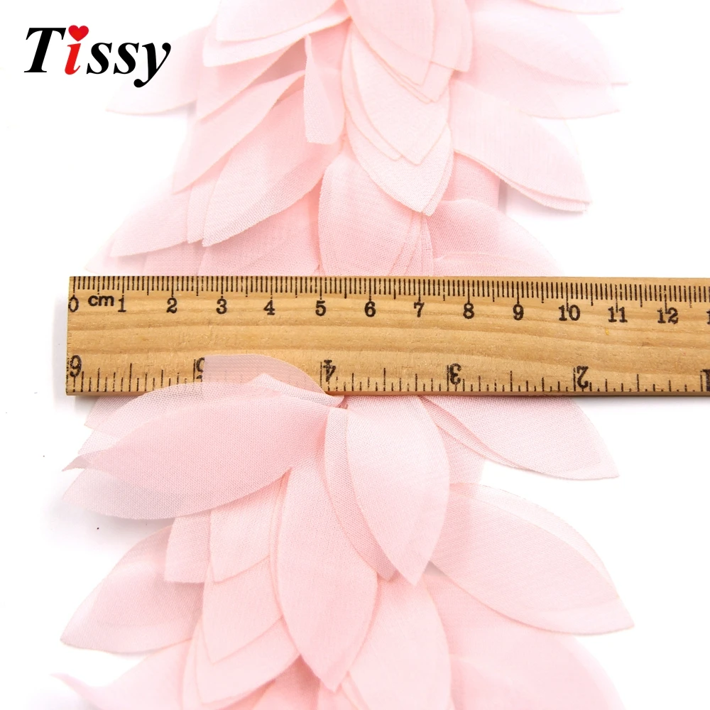 1 ярд кружевной цветок шифон Цветы Листья отделка кружевная ткань лента DIY