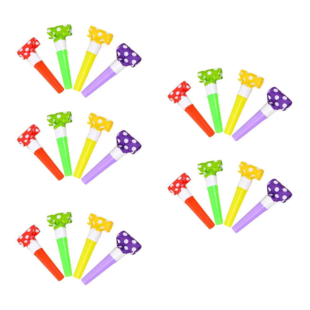 

60 Pcs Polka Dot Paper Blowing Dragon Whistle Party Favors Mini Toy Gift Plastic Cheering Whistles Child