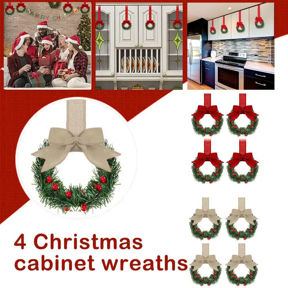 Красный цветок побег обратный рулон 4 шт. Рождественский шкаф лента ягодный бант