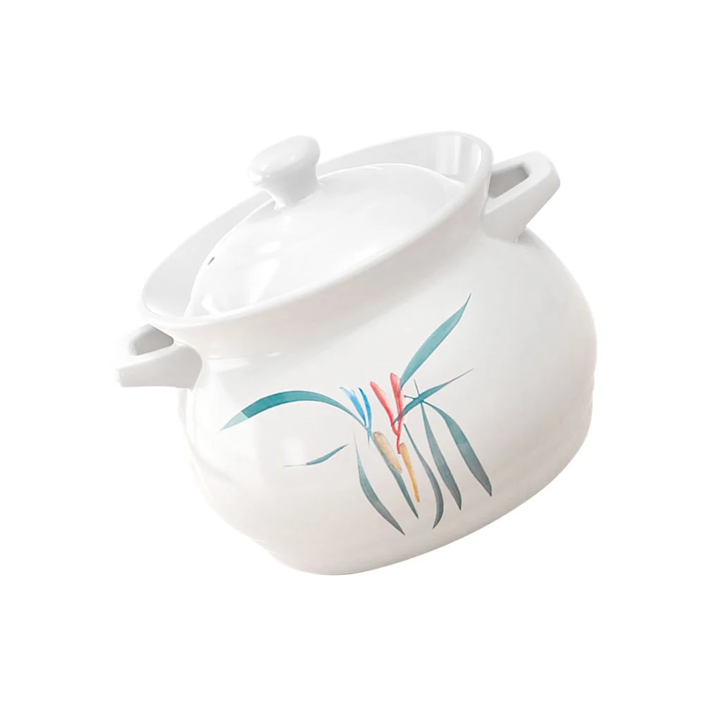 

1Pc Ceramic Soup Pot Health Stew Pot Home Kitchen Ceramic Casserole (Assorted Color)