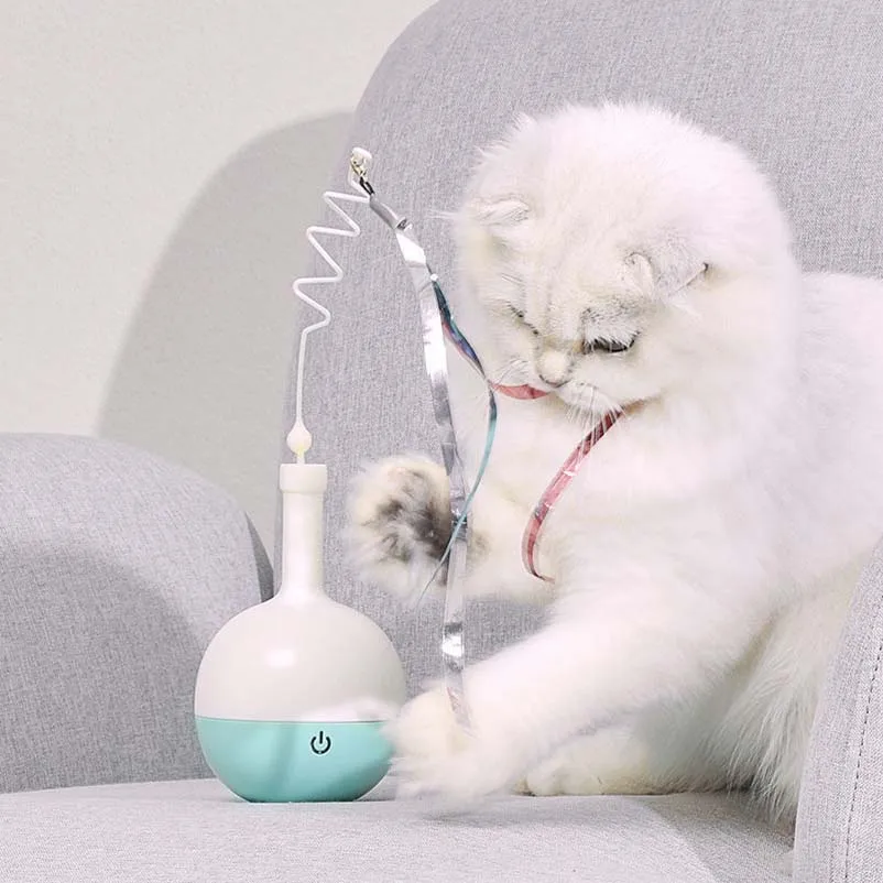 

Cat teaser automatic cat teaser stick bite resistant electric smart kitten self lift ball to relieve boredom tumbler kitten toy