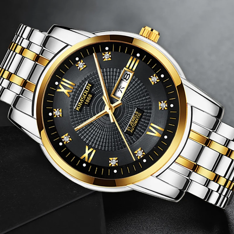 

Business Design Genuine Stainless Steel Belt Waterproof Men Automatic Watches Top Brand Mechanical Male Clock Relogio Masculino