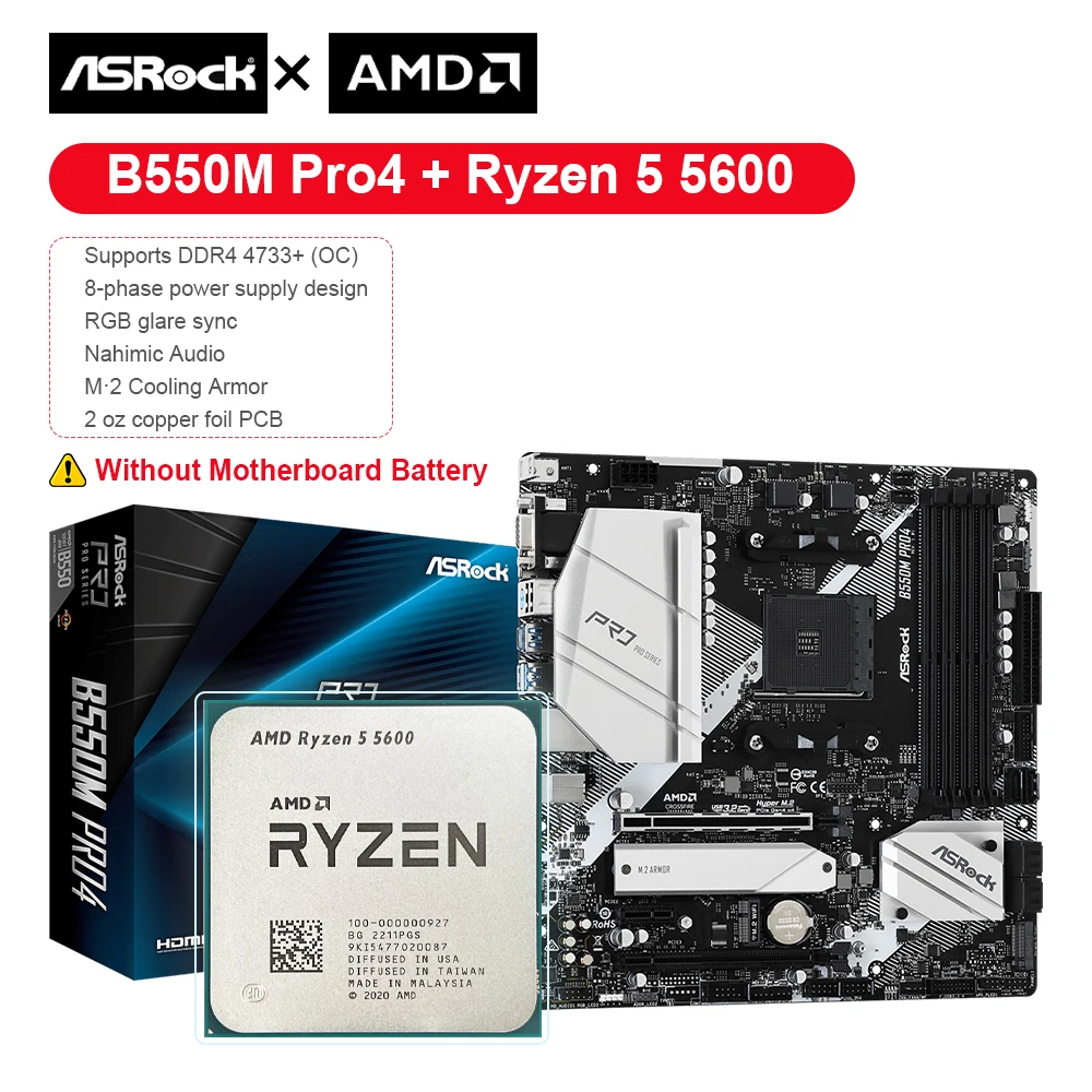 Новый процессор AMD Ryzen 5 5600 R5 5600 + ASROCK B550M Pro 4 процессор ...