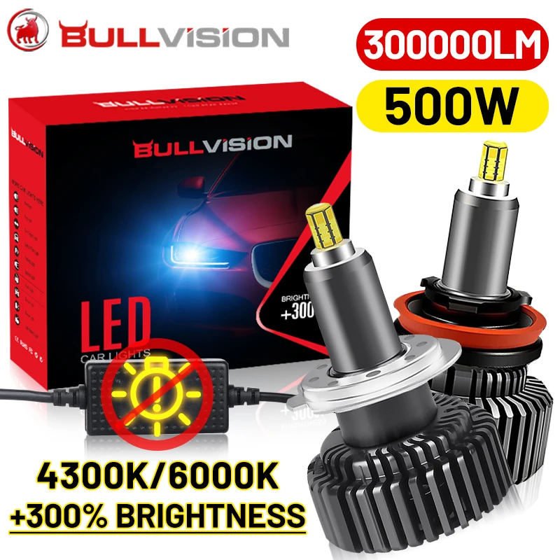 

H7 H11 LED Canbus 360 H4 H1 300000LM 500W HB3 HB4 9005 9006 9012 Car Headlight Turbo Bi Led Projector Lens Fog Lamps Bull vision