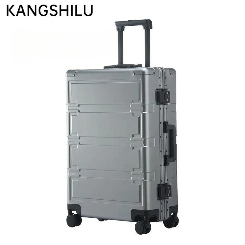 KANGSHILU 20''24''28'' New Women's Aluminum Mixi Luggages Frame Trolley Case Customs Lock Travel Suitcases Offers On Wheel Alloy