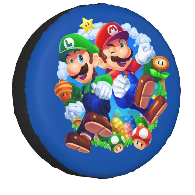 

Cartoon Game Super Luigi Bors Marios Spare Tire Cover Bag for Mitsubishi Pajero Dust-Proof Car Wheel Covers 14" 15" 16" 17"