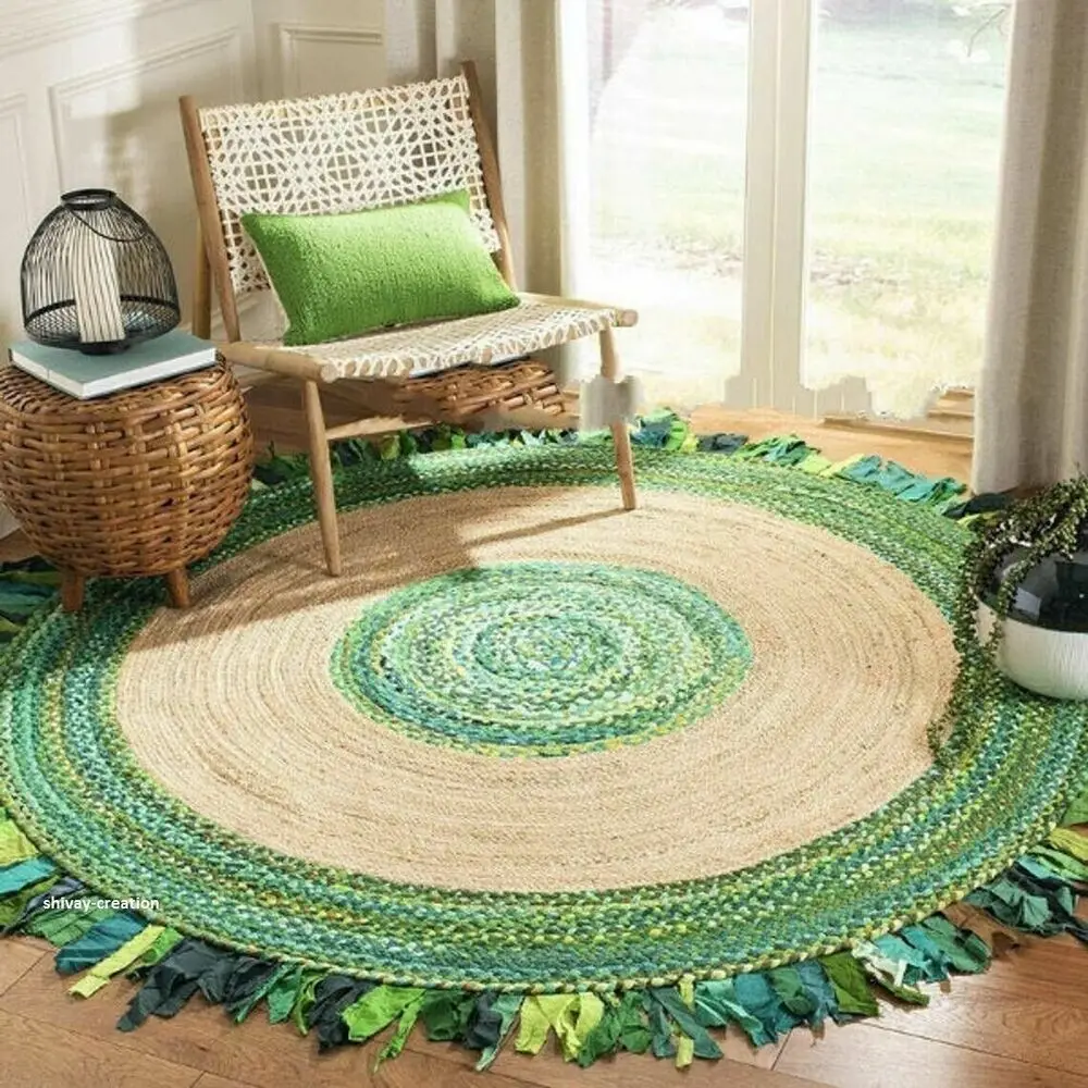 Rug 100% Natural Jute & Cotton Reversible carpet handmade rustic look area rugs home  rug  rugs for bedroom