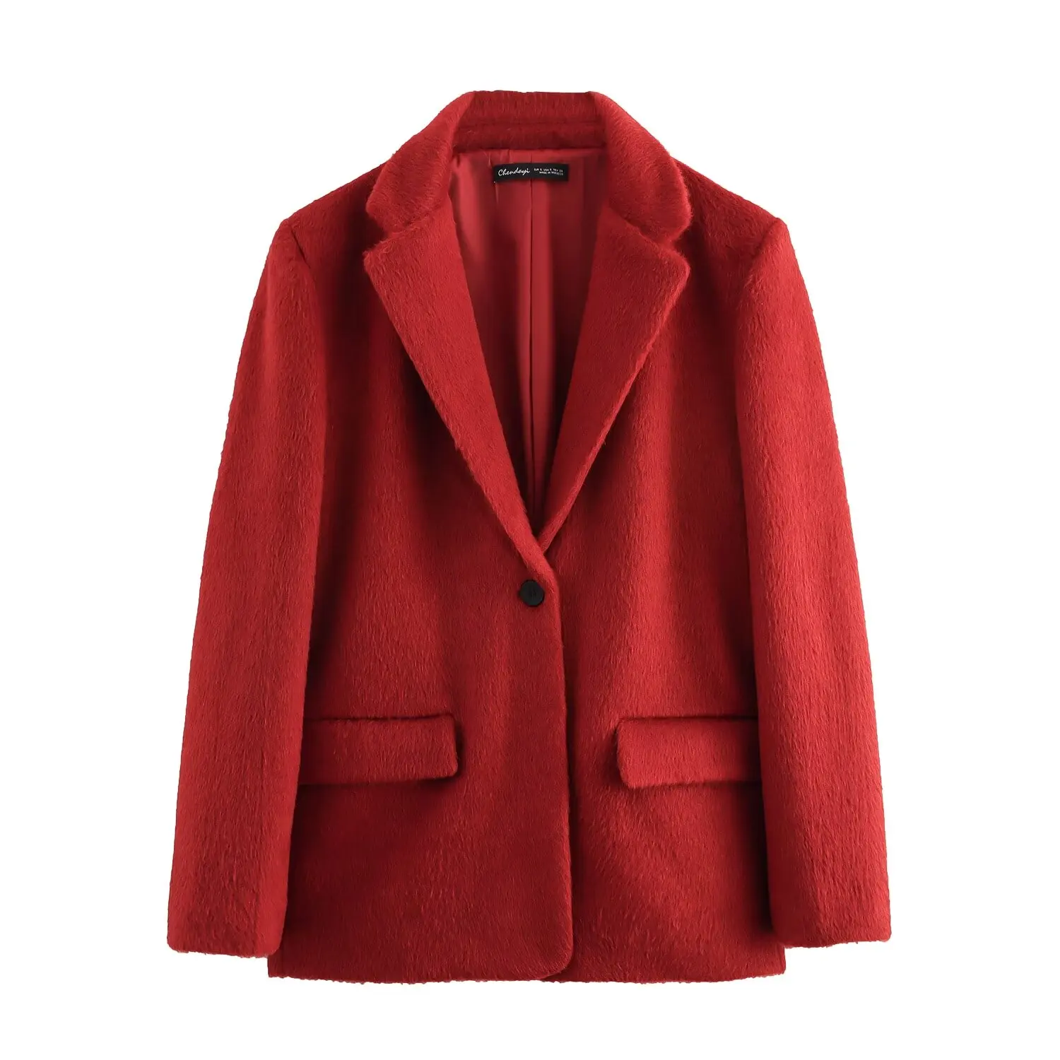 TRAFZA женский элегантный мягкий пиджак с меховым эффектом на подкладке из