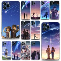 clear phone case for iphone 13 12 11 se 2022 x xr xs 8 7 6 6s pro max plus mini soft silicone case your name japan anime