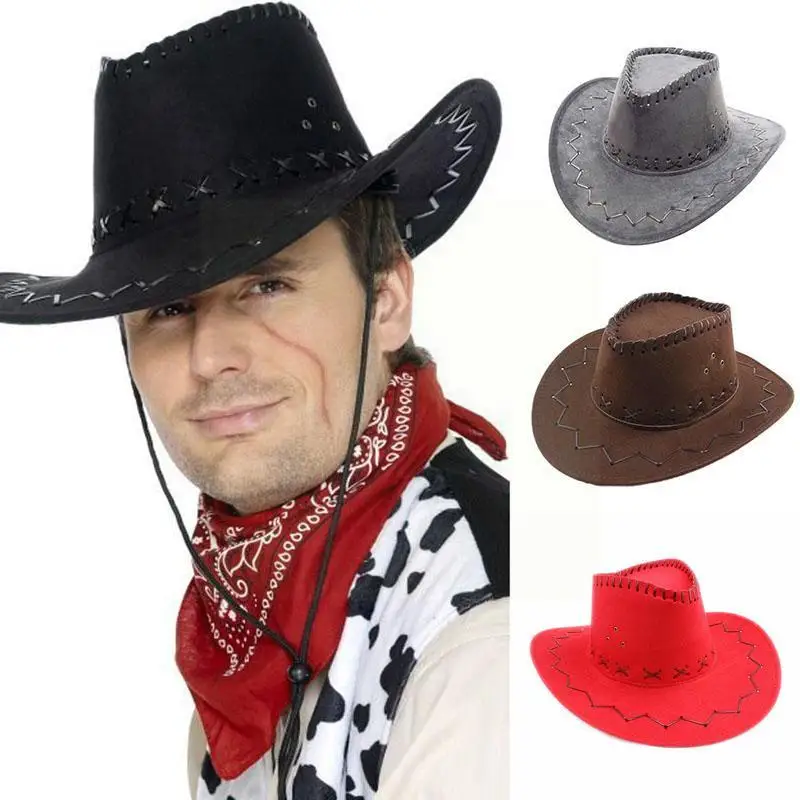 

1Pc Fashion Vintage Cowboy Hat Western Style Suede Jazz Felt Hat Accessory Hat Wide Hats Cowboy Fedora Wholesale Brim T3L8