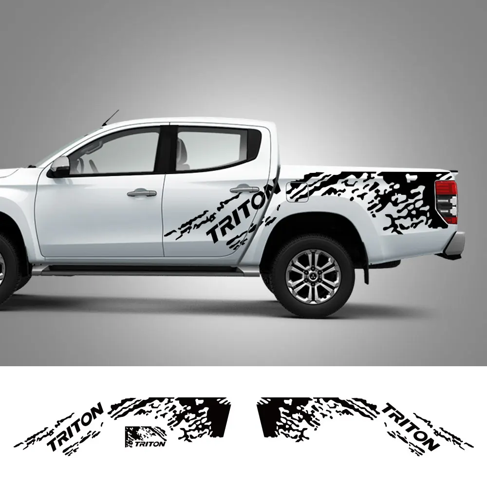 

Боковые наклейки для кузова пикапа Mitsubishi Triton L200, графический брызговик грузовика, гранж-Декор, наклейка на багажник, виниловый чехол, автомобильные аксессуары
