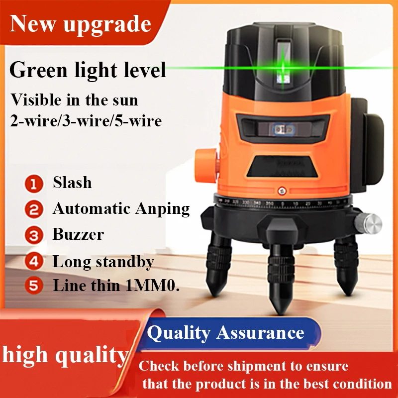 

2-5 Lines 4D Laser Level 360 Horizontal And Vertical Cross Super Powerful Auto Self-Leveling Green Line Laser Level Prism Level