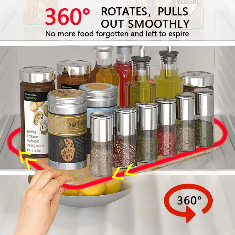 

Turntable Organizer For Refrigerator 360 Rotatable Rectangle Storage Rack Lazy Susan Clear Turntable Rack For Kitchen Cabinet