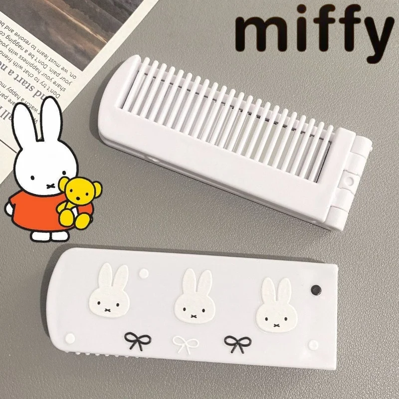 Фото Новая серия милых зеркальных расчесок Miffy Rabbit с креативным мультяшным узором для мужчин и женщин: простые, модные, портативные, складные, универсальные. №1