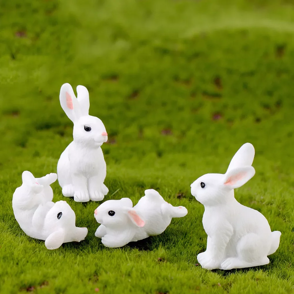 

Cute Resin Bunny Ornament Home Miniature Landscape Decoration Mini Bunny Miniature Figurines Home Decoration Easter Decoration