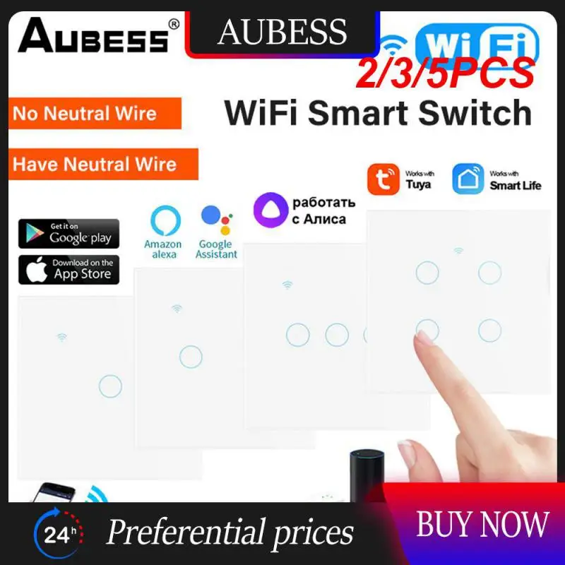 

2/3/5PCS Touch Light Switch Smart Touch Switch 1/2/3/4 Gang Wall Light Switches Tuya Wif Aubess Wifi Hot