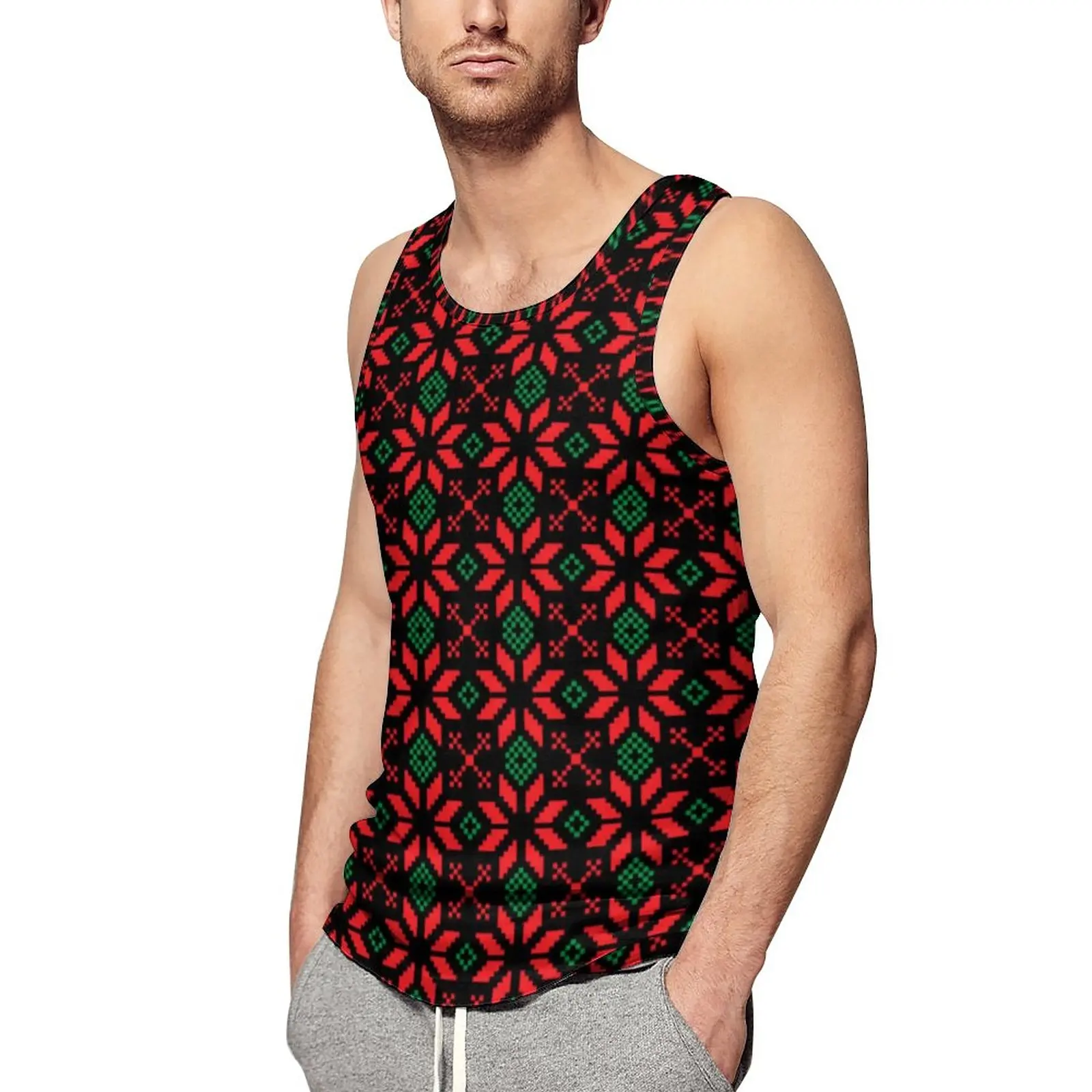 

Christmas Holiday Nordic Summer Tank Top Winter Snowflake Training Tops Males Graphic Streetwear Sleeveless Shirts Plus Size 5XL