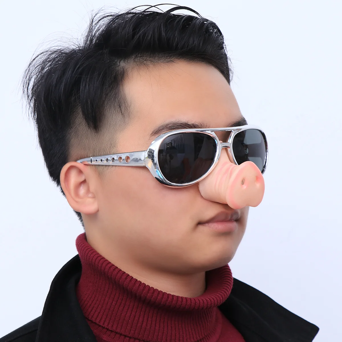 

2pcs Nose Glasses Party Decorative Glasses Funny Cosplay Glasses Props for Halloween Carnival Silver Golden Umbrella