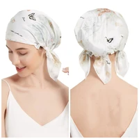 100 pure silk sleeping bonnets for women mulberry silk hair turban luxury silk bonnet night sleep caps ladies headwrap with tie