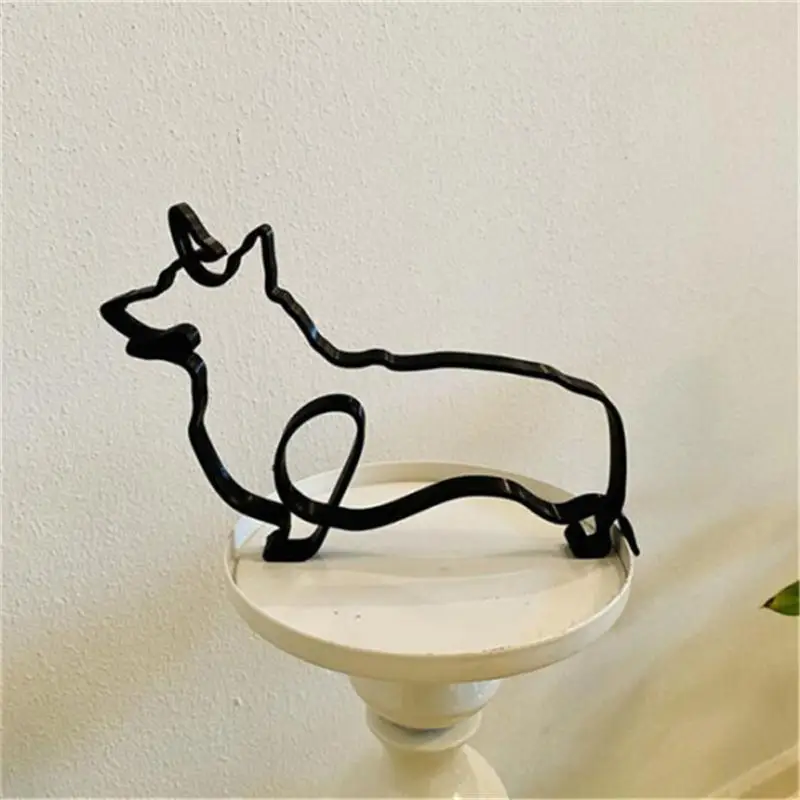 

Art Dog Sculpture Durable For Home Party Office Desktop Decoration Dog Art Ornament Abstract Simple Pet Dogs Gifts Cute Metal