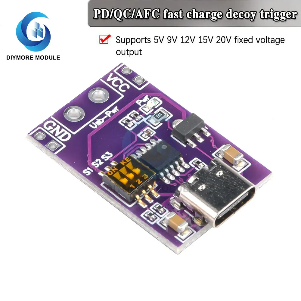 

Type-C QC AFC PD2.0 PD3.0 to DC Spoof Scam Fast Charge Trigger Polling Detector USB-PD Notebook Power Supply Change Board Module