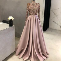 muslim shinny sequin top evening dresses high neck long sleeves prom formal party gowns a line customize %d9%81%d8%b3%d8%a7%d8%aa%d9%8a%d9%86 %d8%a7%d9%84%d8%b3%d9%87%d8%b1%d8%a9