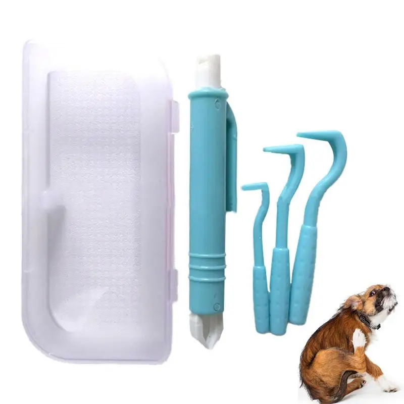

4pcs Flea Remover Hook Tick Remover Tweezer Tick Pull Pet Cat Dog Accessories Tick Tool Set Pet Lice Flea Extractor Pet Supplies